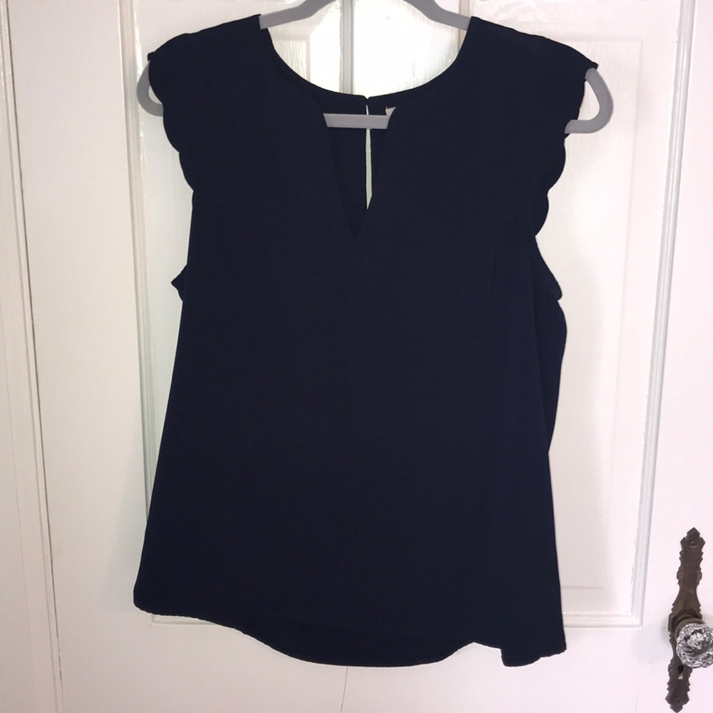 Navy 41 hawthorn scalloped sleeve blouse